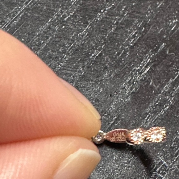 Wedding band 14K rose gold with simulated diamonds - Picture 3 of 5